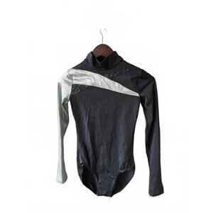 Balera Size SA 4 6 Women Black & Silver Long Sleeve Leotard Sequin  Dance outfit